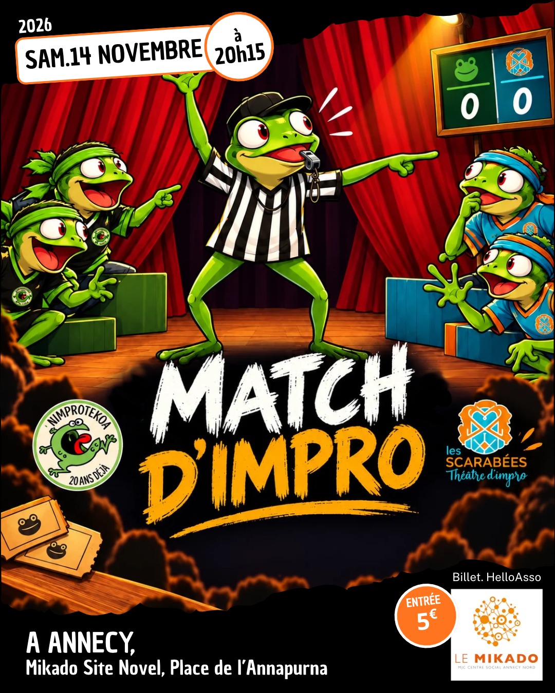 Affiche du spectacle Match Nimprotekoa VS les Scarabées